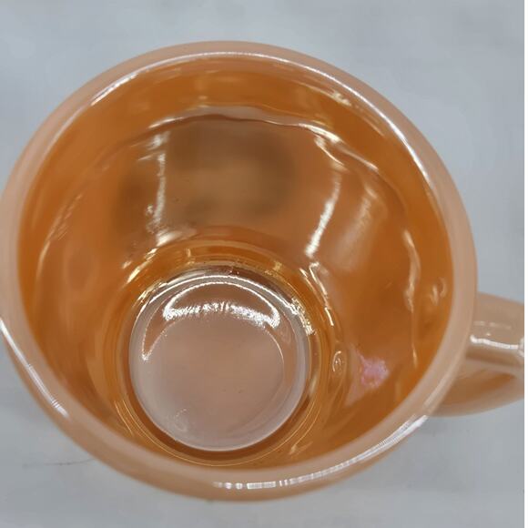 Mid Century J A Bayless Fireking Advertising Grocery Peach Luster Handled Mug - Picture 4 of 8